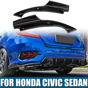 Rear Bumper Sides Corner Extension Splitter Wing Lips For Honda Civic 2016-2021 - Picture 1 of 8