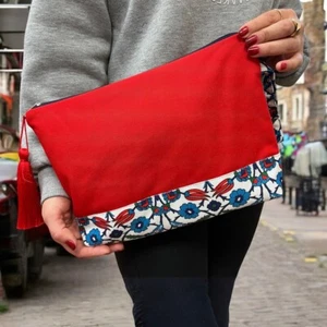 Kulturtasche Damen, Kosmetiktasche Rot, Etnisches Muster, 32x24 cm - Bild 1 von 10