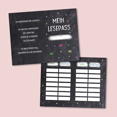 NASTAMI 10 x Lesepass für die Grundschule Einschulung Geschenk Schulanfang