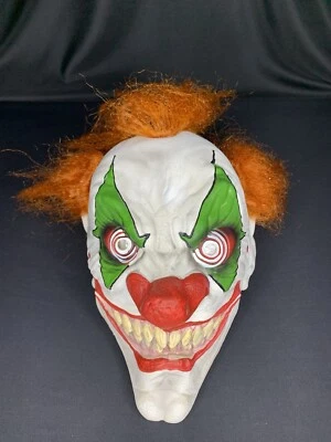 Crazy Halloween Horror Scary Clown Latex Mask Orange Hair Scary Hypnotic P103 - Image 1 of 4