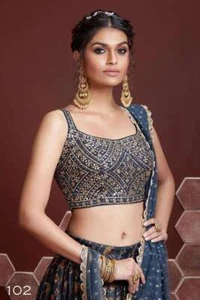 Beautiful Designer Chinon Silk Lehenga Choli, Wedding Ethnic Party Lengha Choli - Picture 1 of 4