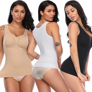 Women Slim Shapewear Cami With Built in Bra Tummy Control Tank Tops Body Shaper  - Picture 1 of 26