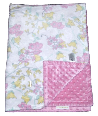 TAHARI Yellow Green Pink Floral Minky Dot Baby Blanket Security Lovey 30x40" - Image 1 of 2