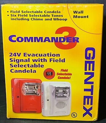 Gentex GES3-24WR Strobe, RED Includes Wall Mounting Bracket  NEW (Open Box) • 20$