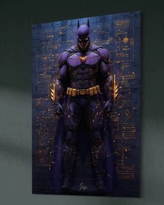 Batman Canvas Picture Gotham Blueprint Bat Decoration DC Pop Art - Image 1 of 4