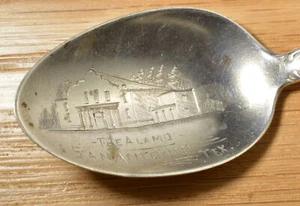 Cuchara de recuerdo vintage de plata esterlina The Alamo de San Antonio, TX X177C - Imagen 1 de 4