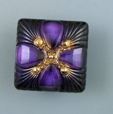 COLORFUL CZECH GLASS BUTTON - - Image 1 of 4