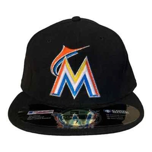 New Era Miami Marlins Black Fitted Hat MLB Authentic Cool Base Made USA 8 - Bild 1 von 5