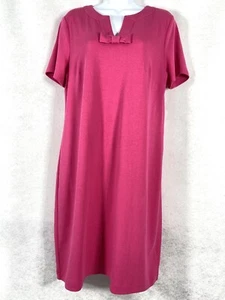 Talbots Dress Women's Petite LP Pink Shift Short Sleeves Bow Stretch New - Picture 1 of 11
