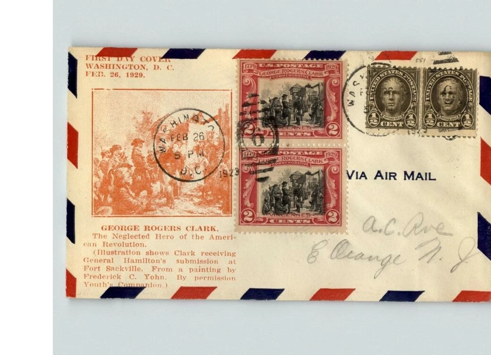 GEORGE ROGERS CLARK, 1929 First Day of Issue, canc. Washington DC, # 651 - Image 1 of 1