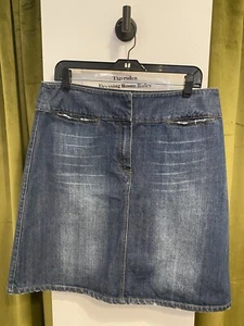 D&G Dolce Gabbana Denim Midi Skirt Sandblast Distressed Size 34 Y2K Designer - Picture 1 of 10