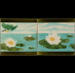 2 Original Art Nouveau tile C 1900 Produits Ceramiques de Morialme, Belgium - Picture 1 of 6
