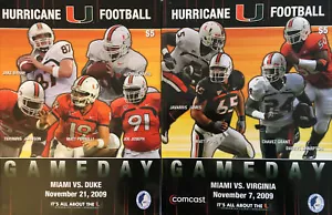 Miami Hurricanes 2009 Game Programs Joe Joseph Javarris James Darryl Sharpton - Picture 1 of 12