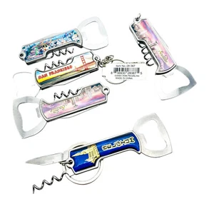 5 Pcs Folding Corkscrew, Bottle Opener, Foil Cutter, Stainless, Multi Tool - Picture 1 of 9