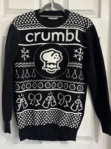 Crumbl Cookies Black and White Crewneck Holiday Christmas Sweater Medium  - Picture 1 of 4