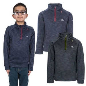 Trespass Edvin Boys Fleece For Camping & Hiking School Jumper in Black & Navy - Picture 1 of 6