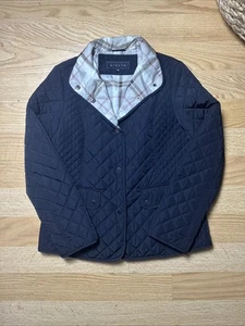Women's Quilted Winter Jacket, Size Medium , Black Plaid Trim Snap Pockets - Picture 1 of 4