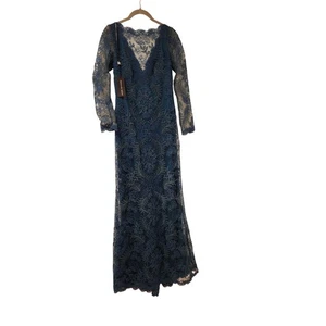 Abito Tadashi Shoji taglia 2 manica lunga pizzo formale sera festa maxi dress - Foto 1 di 11