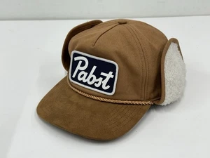 PABST blaues Band Bier Trapper Hut braun Kunstfell Ohrenklappe Kappe PBR - Bild 1 von 7