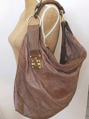 Juicy Couture Genuine 100% Leather Taupe Brown Shoulder Bag Purse Vintage Y2K - Image 1 of 4