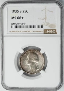 1935-S Washington Quarter 25c MS66+ NGC 950505-2 - Picture 1 of 5