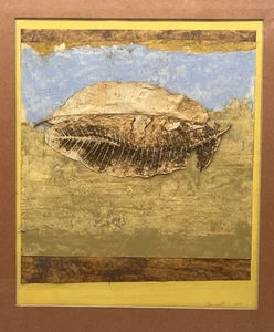 Mid Century Modernist LOIS SWIRNOFF 1958 Mixed Media Art Collage Leaf Painting - Picture 1 of 14