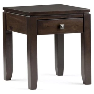 Simpli Home Cosmopolitan Solid Wood End Table with Storage Drawer Mahogany Brown - Picture 1 of 7