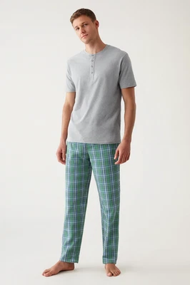 MARKS & SPENCER M&S COLLECTION Pure Cotton Checked Mens Pyjama Set