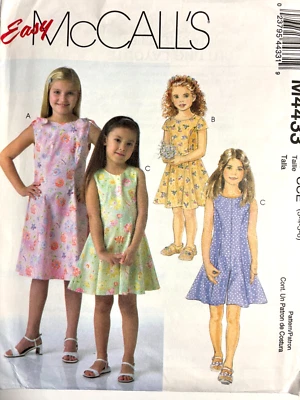 Girl's Dress Sewing Pattern  Size  3 4 5 6   McCall's 4433 Uncut NEW - Image 1 of 2