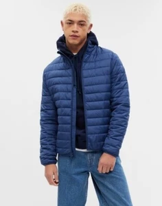 GAP ColdControl Lightweight Puffer Jacket Blue Water Resist Mens Sz Medium NEW - Picture 1 of 2