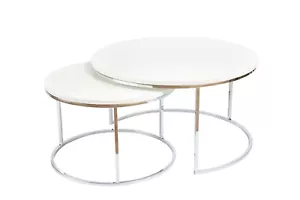 Modern Coffee Table, Nesting Table Set of 2, White Center Table for Home Decor - Picture 1 of 9