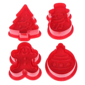 4pcs/set christmas cookie biscuit mold 3d cookie plunger cutter diy baking`fb - Picture 1 of 12