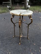 Art Deco Iron Bronze And Onyx Lamp Stand Table Antique