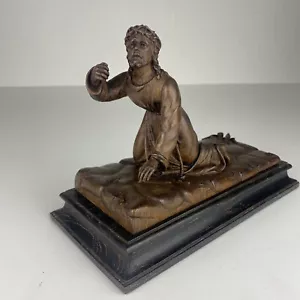 Alte Heiligenfigur Skulptur Jesus Christus Kreuzweg Holz geschnitzt signiert - Bild 1 von 10