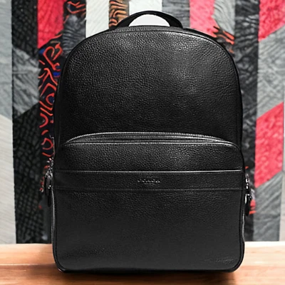 Mochila Coach Hamilton de cuero negro granulado para hombre F72082 nueva con etiquetas bolsa de trabajo de oficina Foto 1 de 4