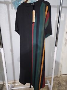 NWT bloomchic 100% Polyester, Black With Multicolor Maxi Dress Size 18-20 Or 2X