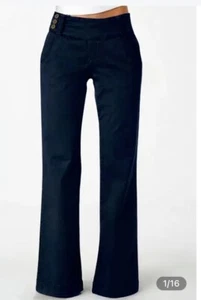 Flamingo Blue Mid Waist Button Side Straight Leg Pants Size M 29*31.5” - Picture 1 of 5