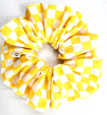 Tela de algodón hecha a mano para mujer talla XL amarilla/blanca a cuadros de carreras nueva Foto 1 de 4