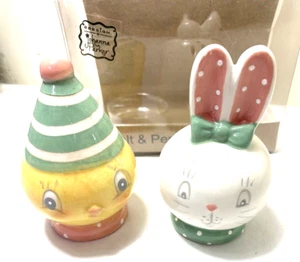 Salt and pepper shakers Easter yellow chick and white bunny Johanna Parker - Picture 1 of 4