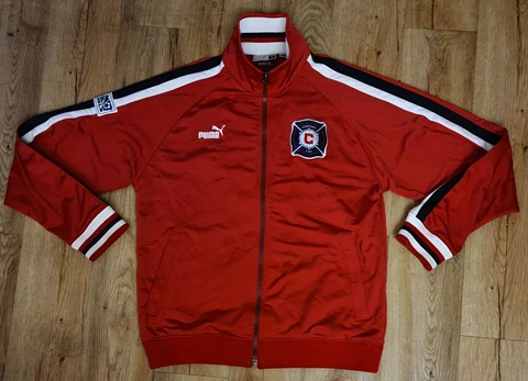 Chicago Fire Puma Red MLS Soccer Track Jacket men's size-Medium Cover