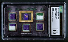 Karl Malone Leaf Art of Sport 2021 Enshrined Exhibit Relics Green 3/4 CSG 10