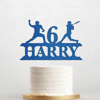 Baseball Personalised Birthday Glitter Cake Topper Sports Lover Decoration UK - Image 1 of 4
