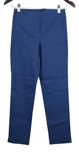 Pantaloni dimagranti Margaret M donna Marlie blu navy jacquard taglia XS pull on elasticizzati nuovi con etichette - Foto 1 di 5