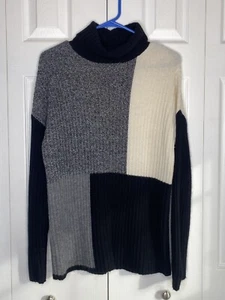 Cashmere Sweater Nordstrom Collection Women’s Color Block Minimalist Cowl Sz XS - Picture 1 of 4