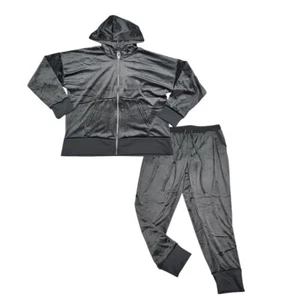 Felina Ladies 2 Piece Velour Hoodie Jacket with Joggers Pants Set Large Sz Black - Picture 1 of 14