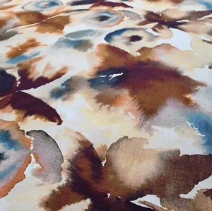 HARLEQUIN CURTAIN FABRIC DESIGN Flores 3.1 MTR RUST/RUBY/NORDIC BLUE LINEN BLEND - Picture 1 of 3