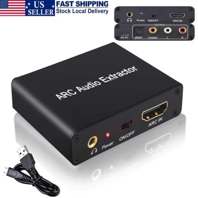 HDMI ARC Audio Extractor ARC To SPDIF Coaxial L/R Stereo 3.5mm ARC Converter US - Image 1 of 4