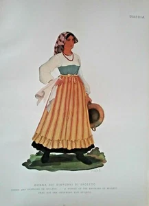 1900 COSTUME UMBRIA DONNA DEI DINTORNI DI SPOLETO PERUGIA - Imagen 1 de 1