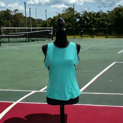 Bolle女式蓝色无袖背心S运动网球网眼吸湿排汗 — 第 1/4 张图片