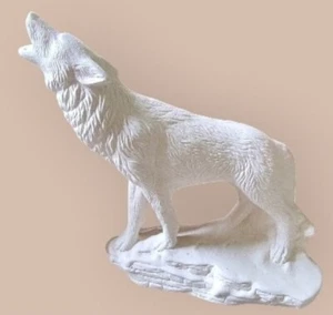 Wolf howling on rocks #2 Ready to Paint, Unpainted Ceramic Bisque - Picture 1 of 1